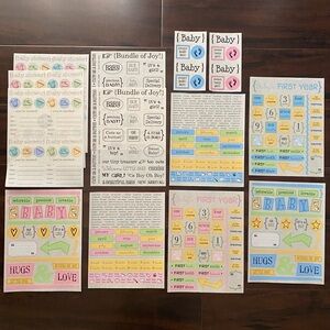 *Lot of 13 Sheets* SRM Stickers Baby Girl & Baby Boy Theme Clear Stickers NEW!